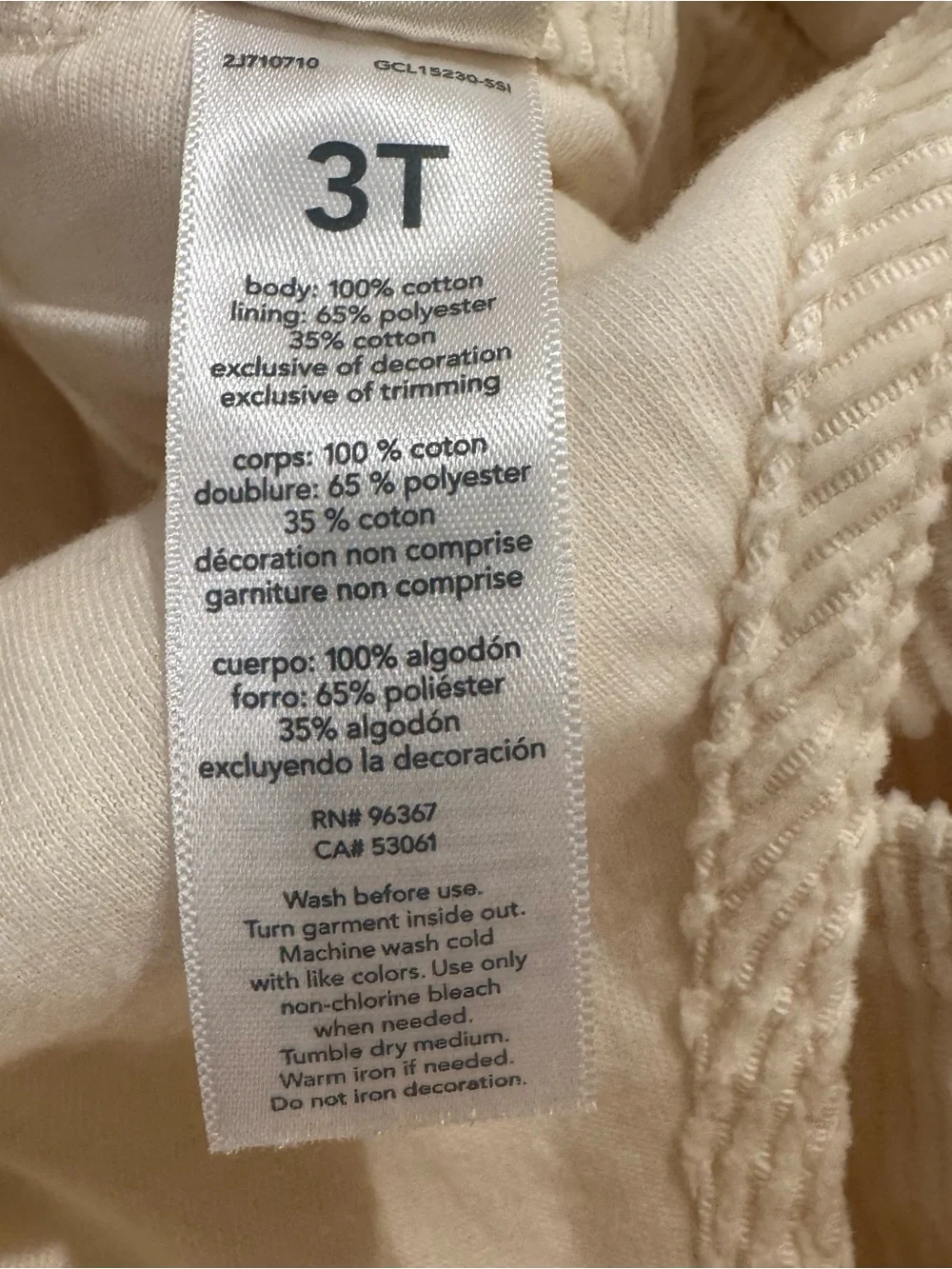 OshKosh B’gosh Vestbak Overalls 3T Cream Ivory Corduroy Bib Toddler Kids